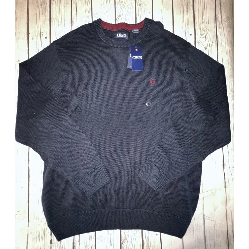 Chaps Sweater Men 3XLT Blue Big & Tall Cotton Crew Neck Pullover NWT
